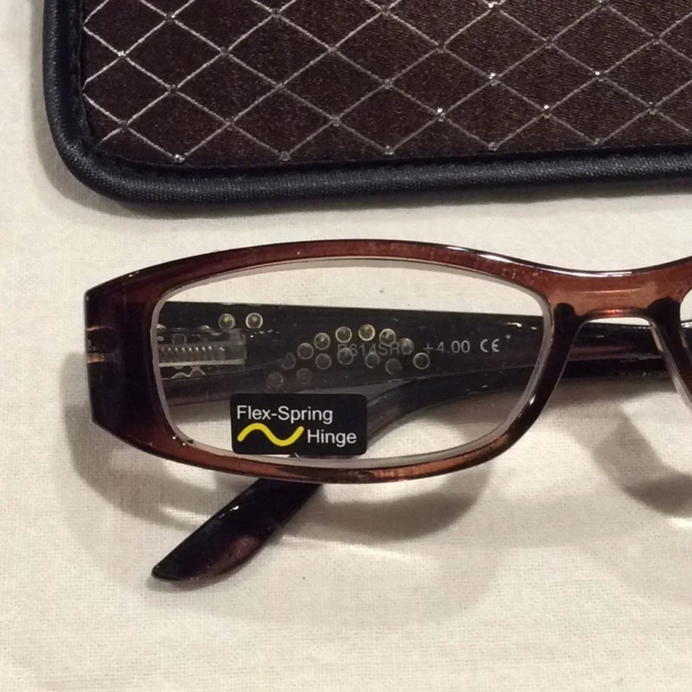 Brown with Bling Reading Glasses & Case, Strength 4.00